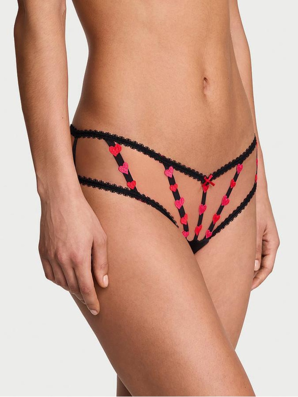 Victoria’s Secret Strappy Heart Embroidery Open Cheeky Panty Medium